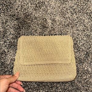 Elegant Tan Woven Clutch